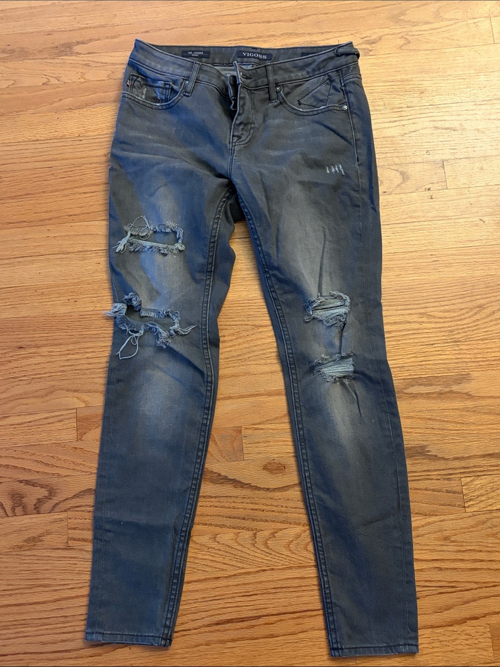 Vigoss Women's Ripped Skinny Jeans - Faded Blue